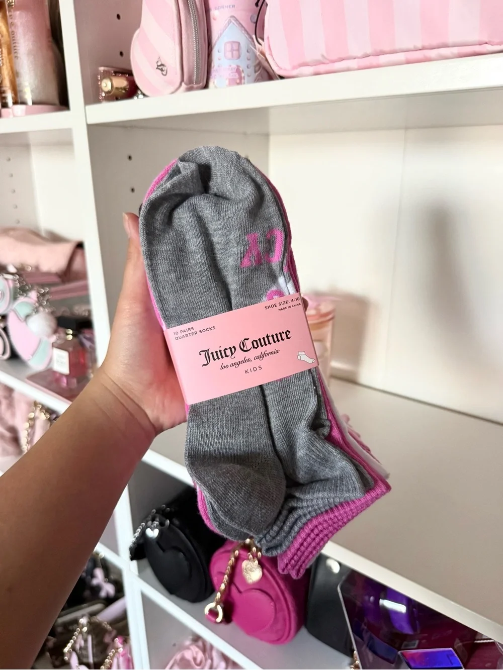 Juicy Couture Gray, Pink & White Ankle Sock 10-Pack